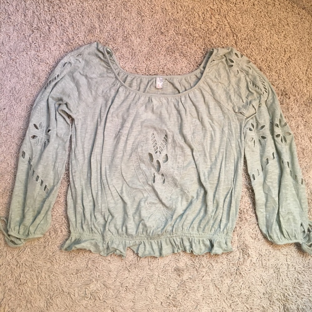 Free People pale green Peasant Top